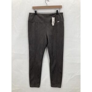 Tahari Pants Womens Large Gray Blackened Pearl Faux Leather Cut & Sewn Stretch